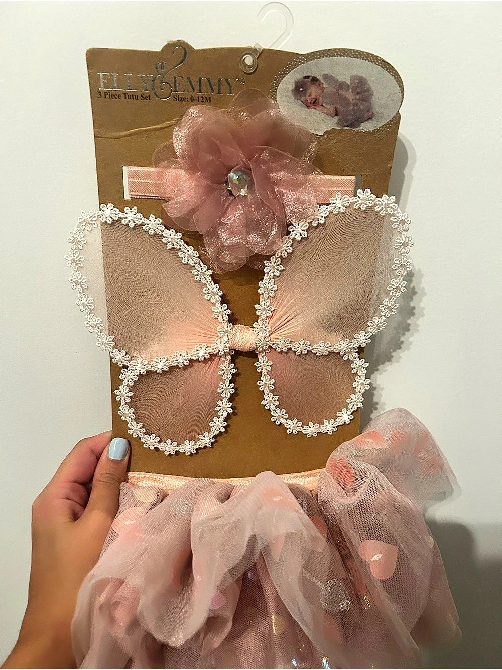 Elly & Emmy 3 Piece Tutu Set Pink & White Baby 0-12M
